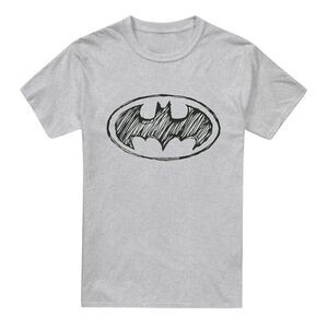 Batman Mens Scribble Logo T-Shirt / Sports Gray